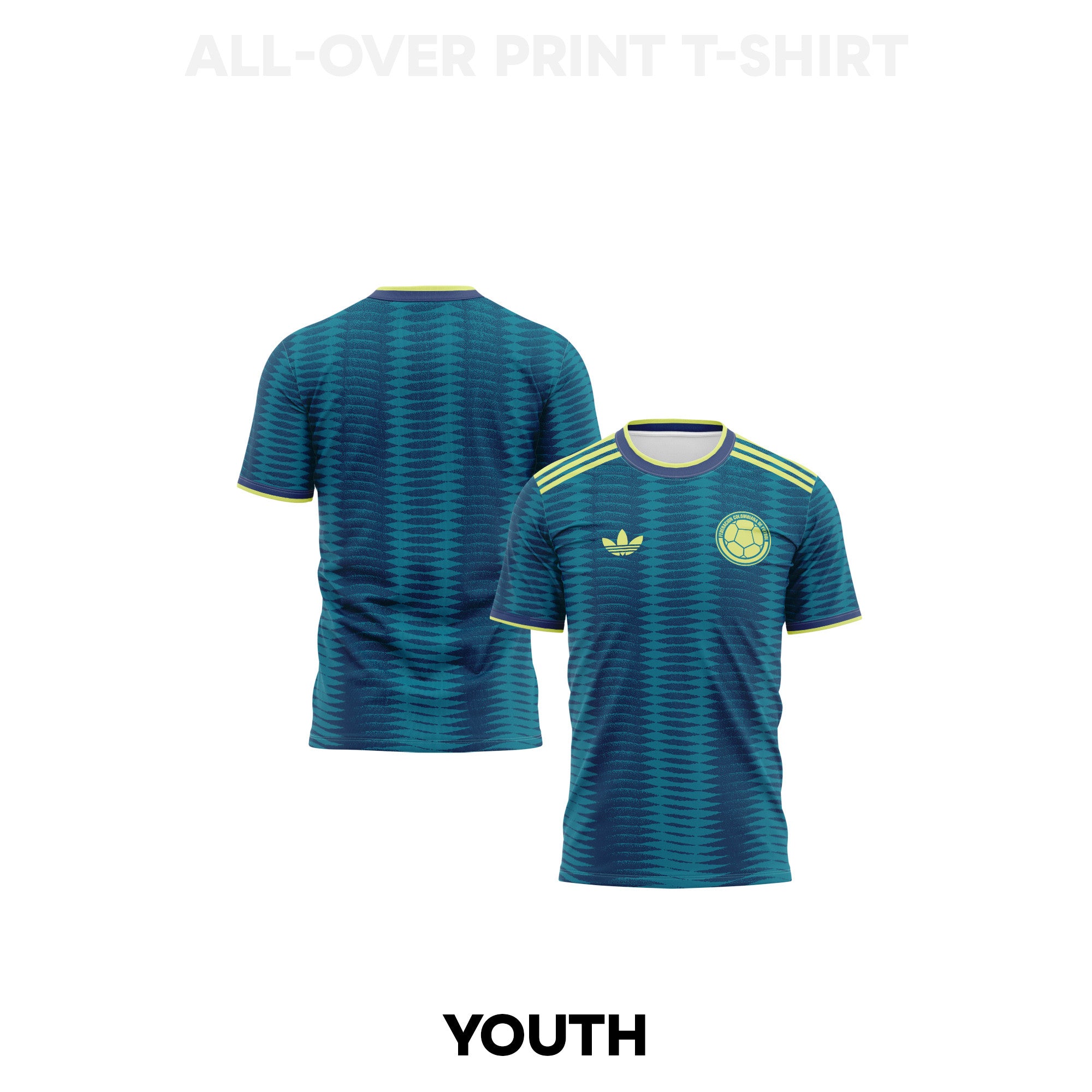 Colombia 2026 Youth Away 3D T-shirt Fully Printed – Turquoise