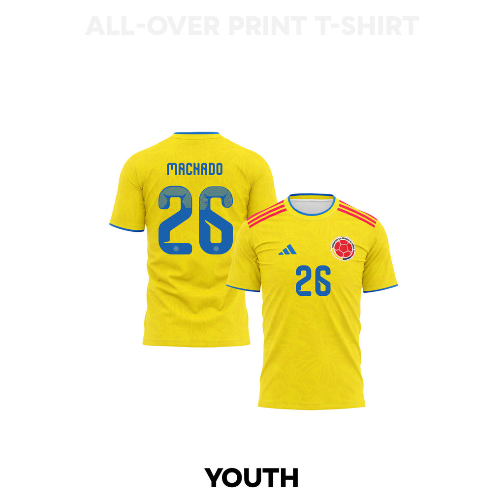 Deiver Machado 26 Youth Colombia 2026 Home 3D T-shirt Fully Printed – Yellow