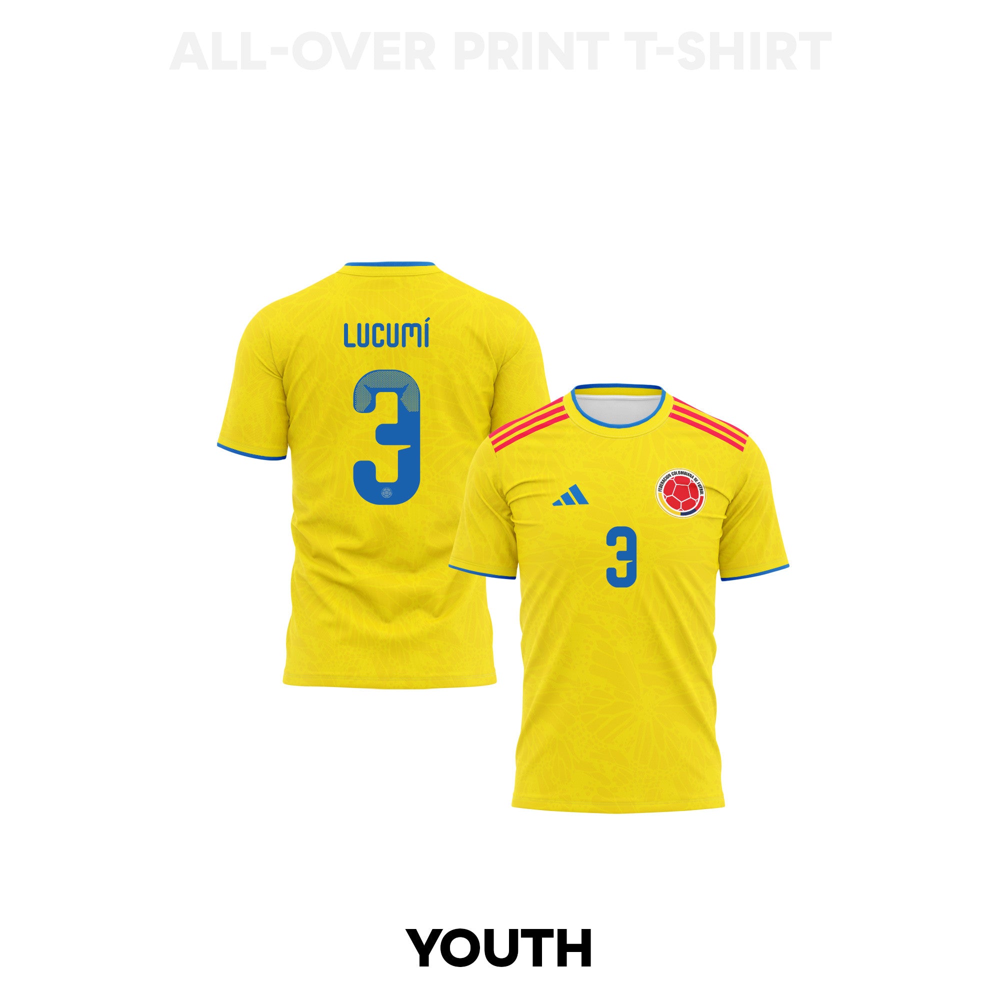 Jhon Lucumí 3 Youth Colombia 2026 Home 3D T-shirt Fully Printed – Yellow