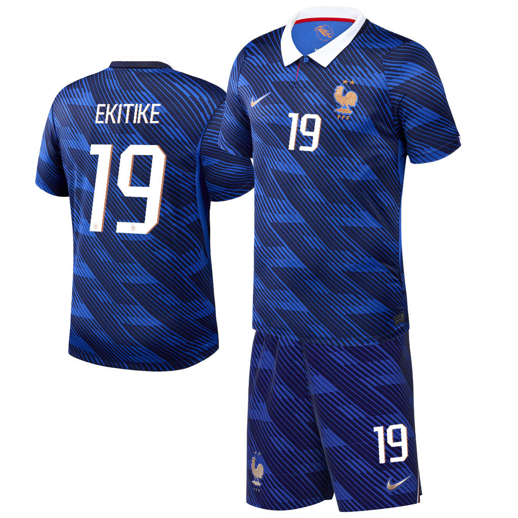 Hugo Ekitike 19 France 2026 Home Men Jersey & Shorts Set – Blue