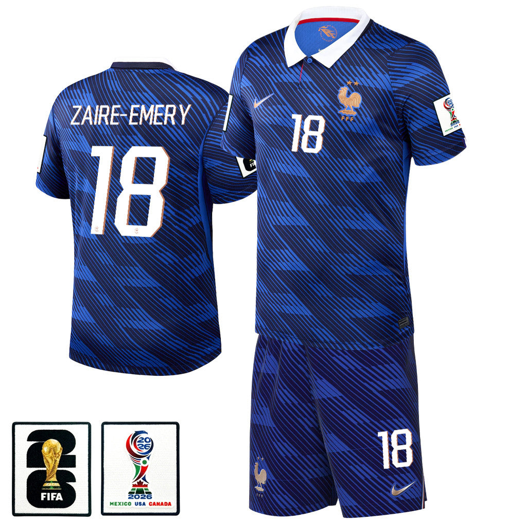 Warren Zaïre-Emery 18 France 2026 Home Men Jersey & Shorts Set – Blue