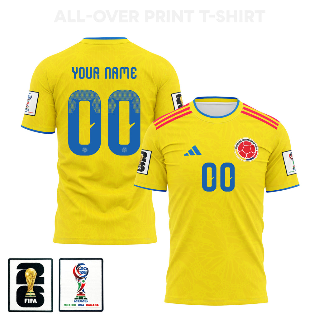 Colombia 2026 Youth Home 3D T-shirt Fully Printed – Personalized – Yellow