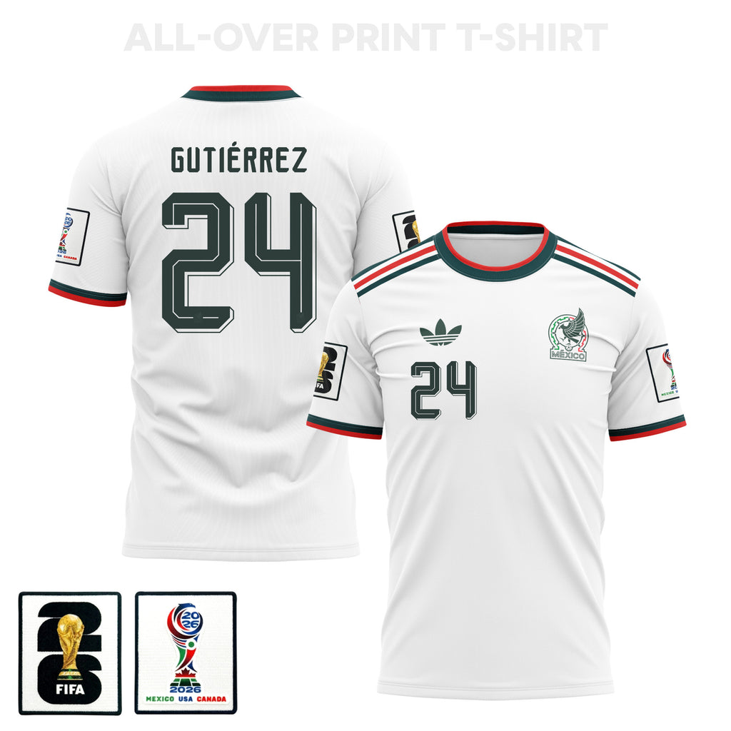 Brian Gutiérrez 24 Mexico 2026 Away 3D T-Shirt Fully Printed – Unisex, White