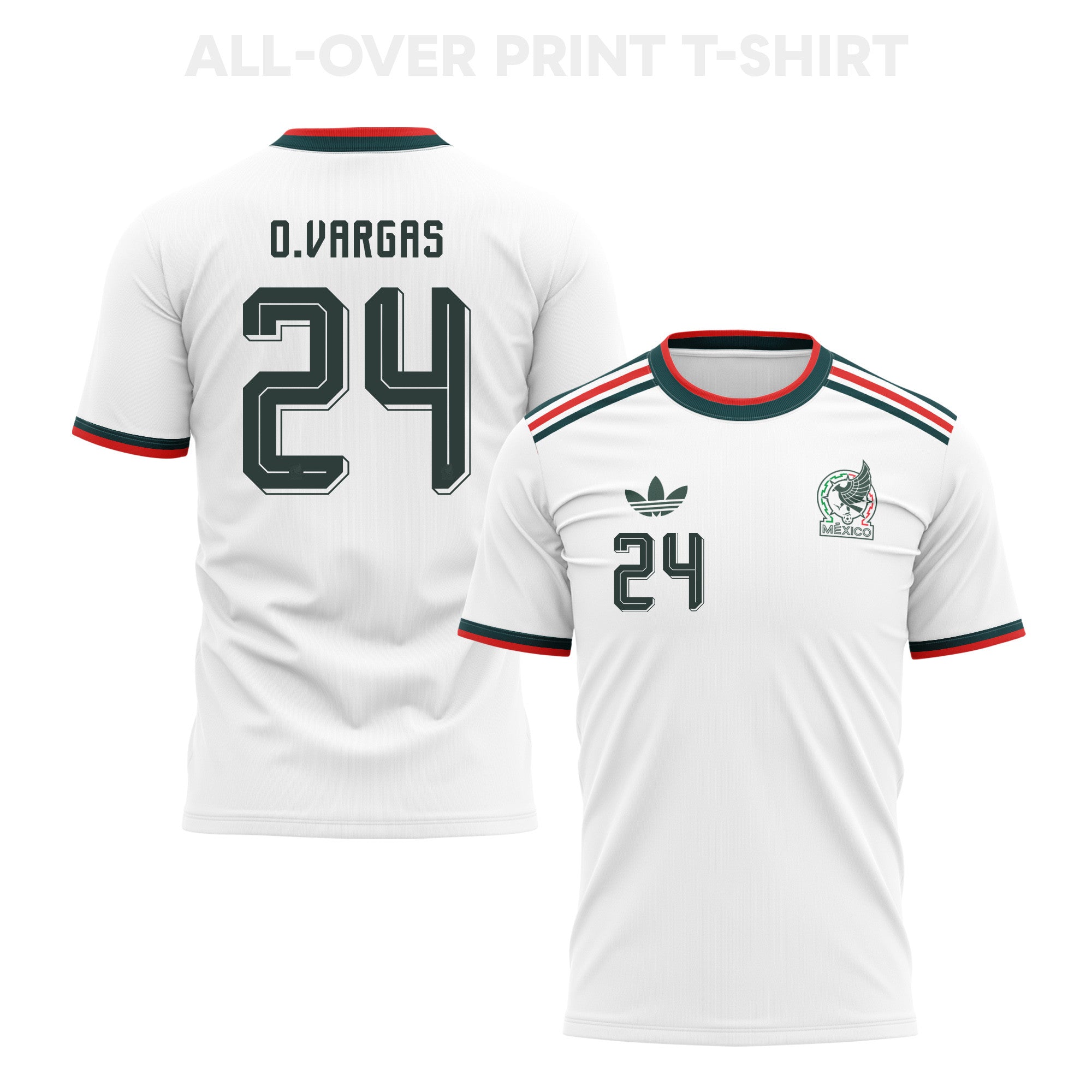 Obed Vargas 24 Mexico 2026 Away 3D T-Shirt Fully Printed – Unisex, White