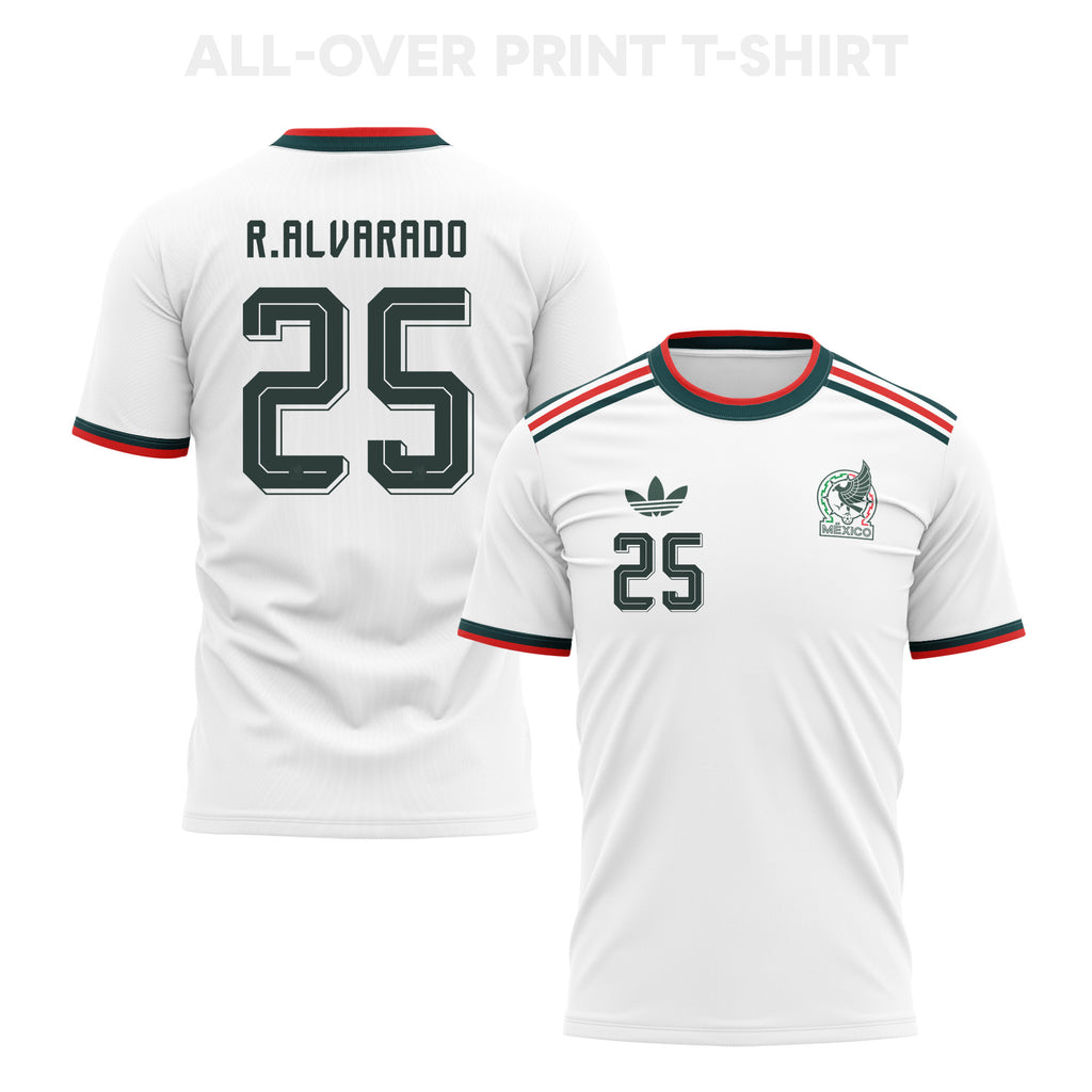 Roberto Alvarado 25 Mexico 2026 Away 3D T-Shirt Fully Printed – Unisex, White