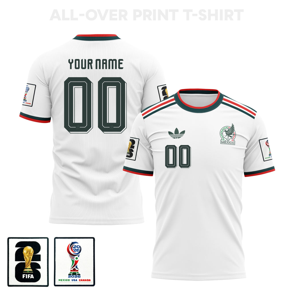 Mexico 2026 Away 3D T-Shirt Fully Printed – Personalized –Unisex, White