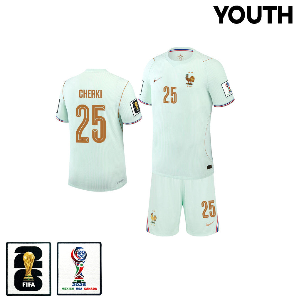 Rayan Cherki 25 France 2026 YOUTH Away Jersey & Shorts Set - Green