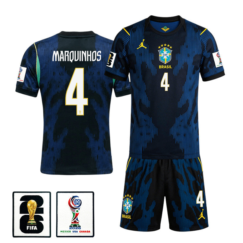 Marquinhos 4 Brazil 2026 Away Men Jersey & Shorts Set – Blue
