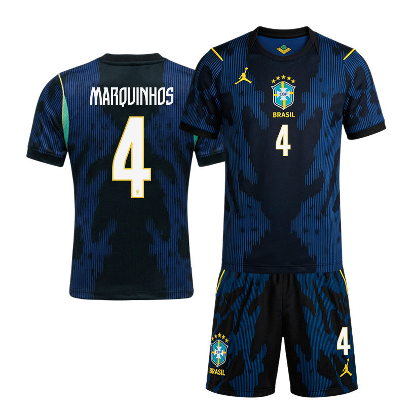 Marquinhos 4 Brazil 2026 Away Men Jersey & Shorts Set – Blue