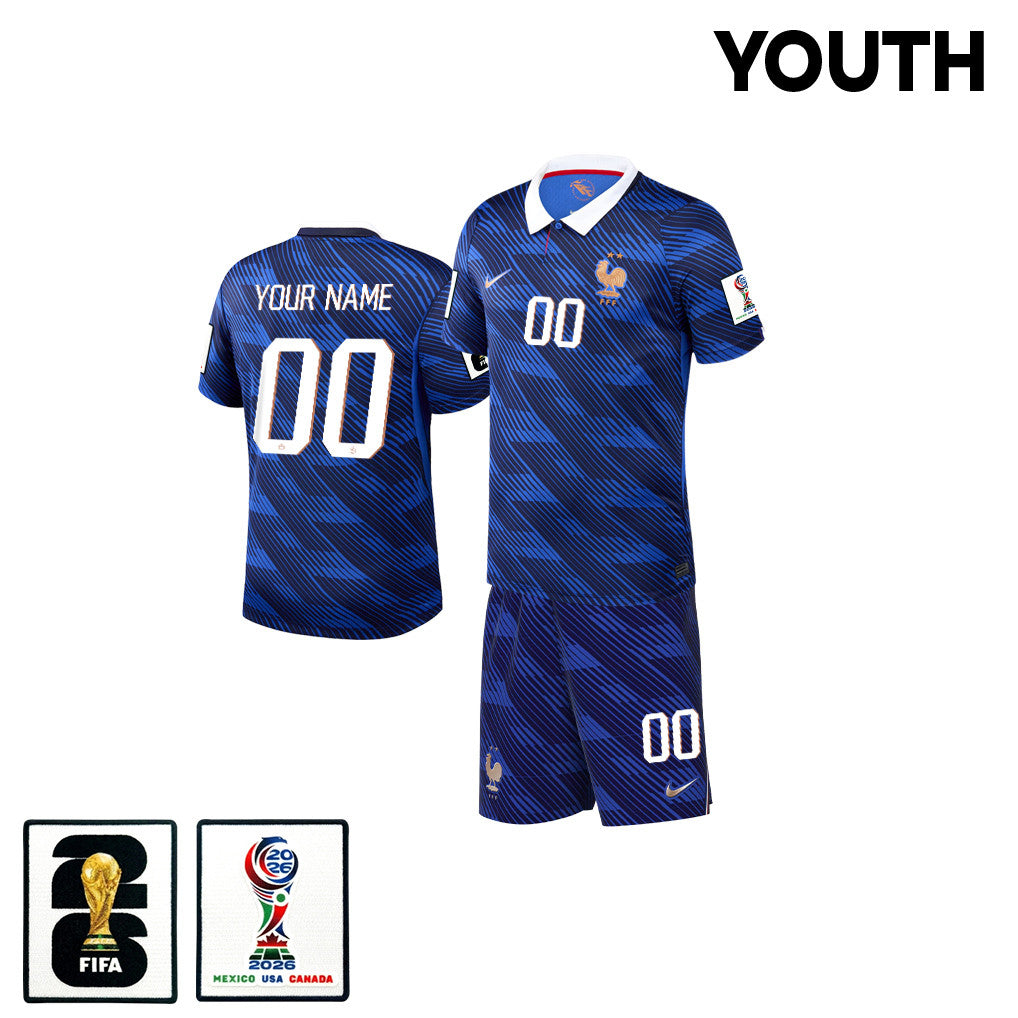 France 2026 YOUTH Home Jersey & Shorts Set - Personalized - Blue