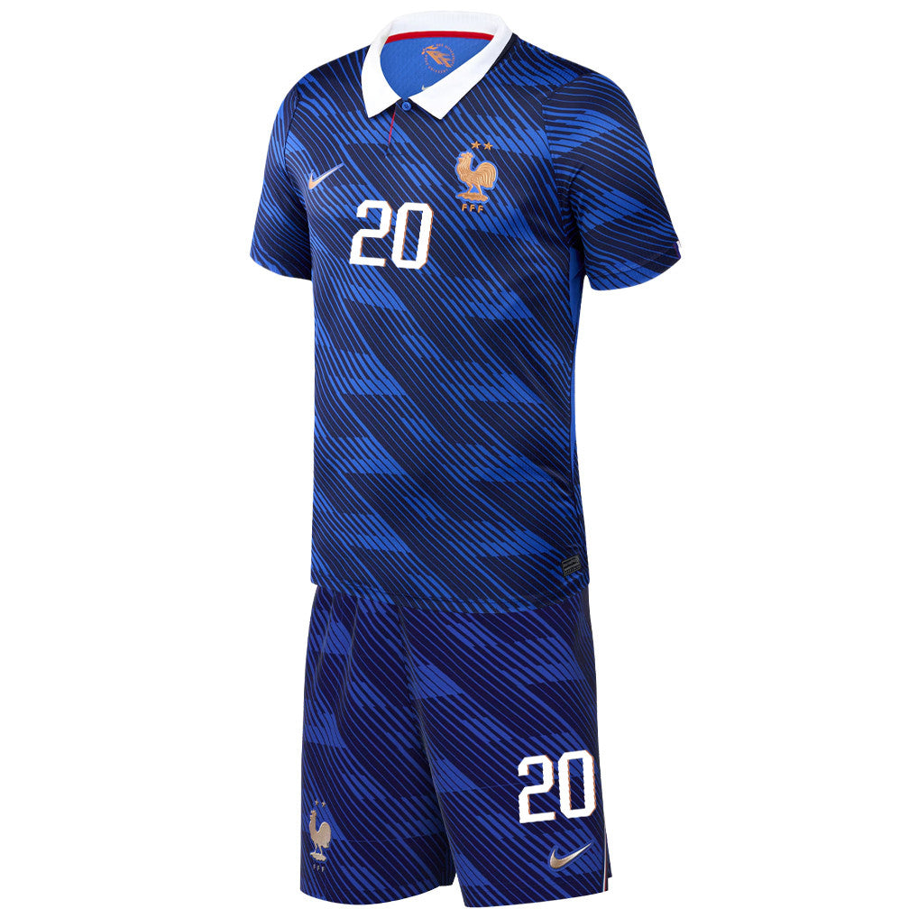 Bradley Barcola 20 France 2026 YOUTH Home Jersey & Shorts Set - Blue