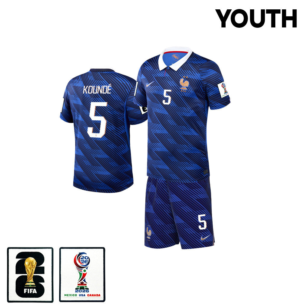 Jules Koundé 5 France 2026 YOUTH Home Jersey & Shorts Set - Blue