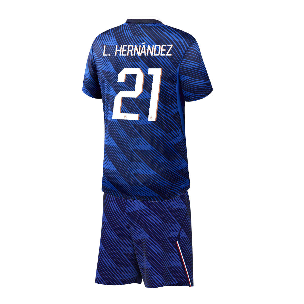 Lucas Hernández 21 France 2026 YOUTH Home Jersey & Shorts Set - Blue