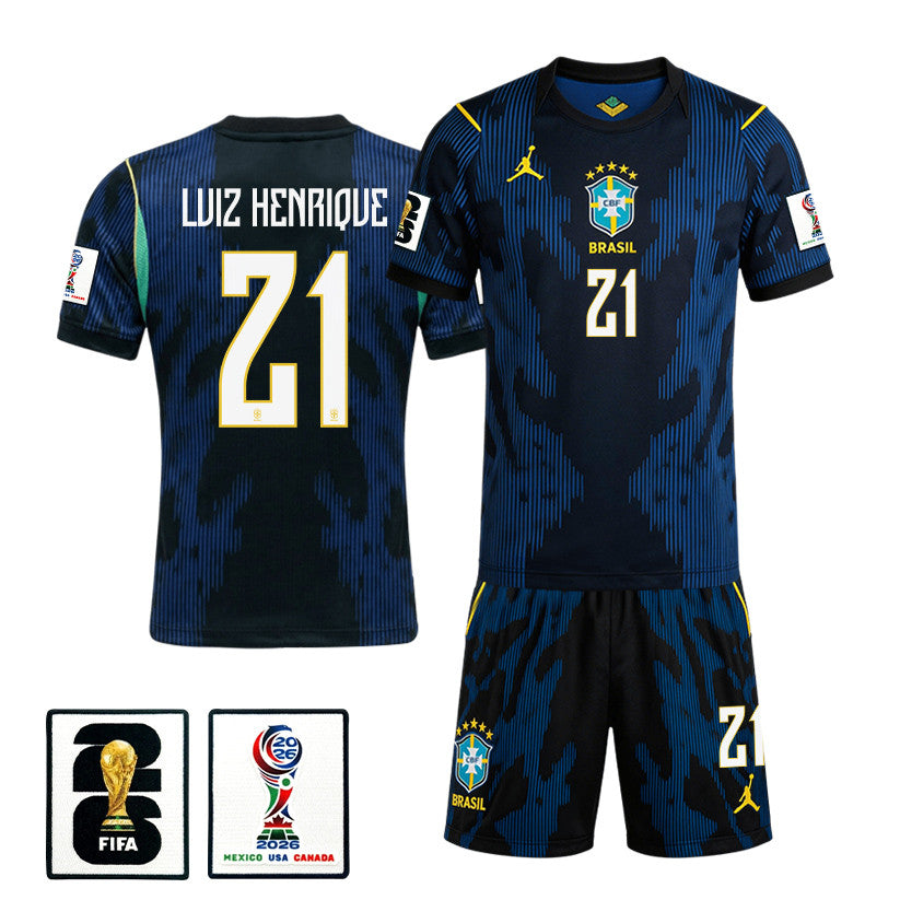 Luiz Henrique 21 Brazil 2026 Away Men Jersey & Shorts Set – Blue