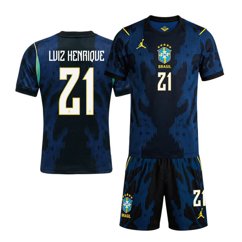 Luiz Henrique 21 Brazil 2026 Away Men Jersey & Shorts Set – Blue