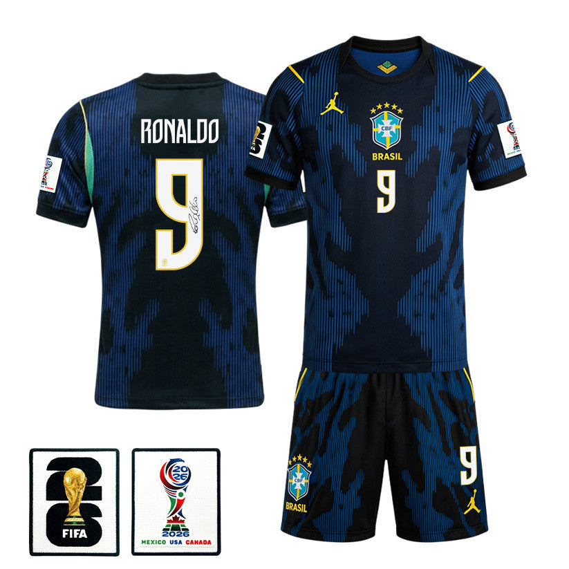 Ronaldo Nazário 9 Brazil 2026 Away Men Jersey & Shorts Set – Blue