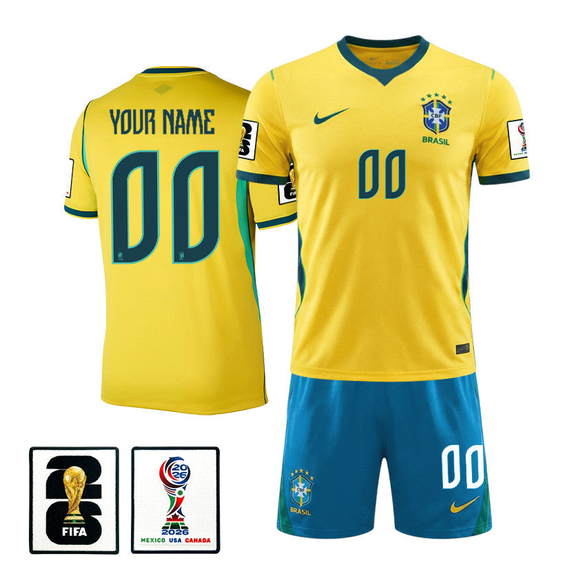 Brazil 2026 Home Men Jersey & Shorts Set - Personalized - Yellow