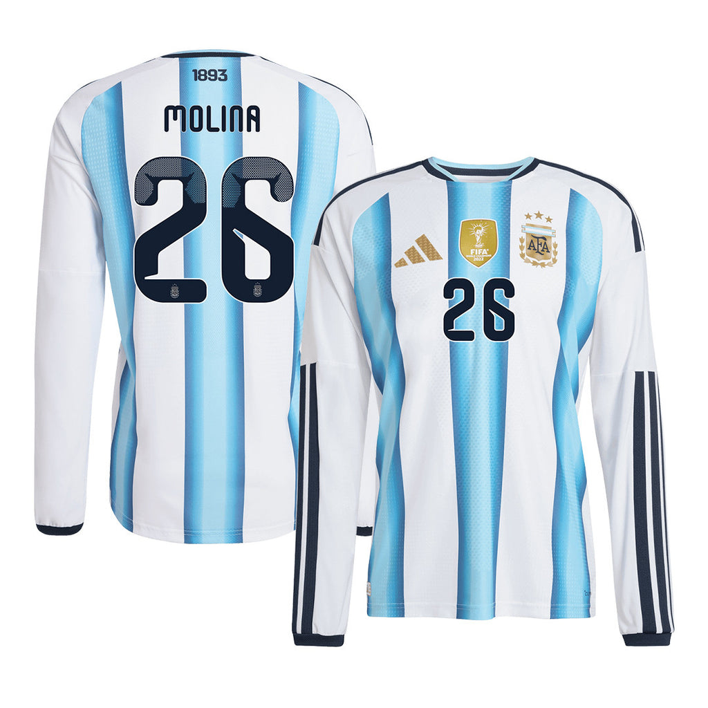 Nahuel Molina 26 Argentina 2026 Home Long Sleeve Jersey - White