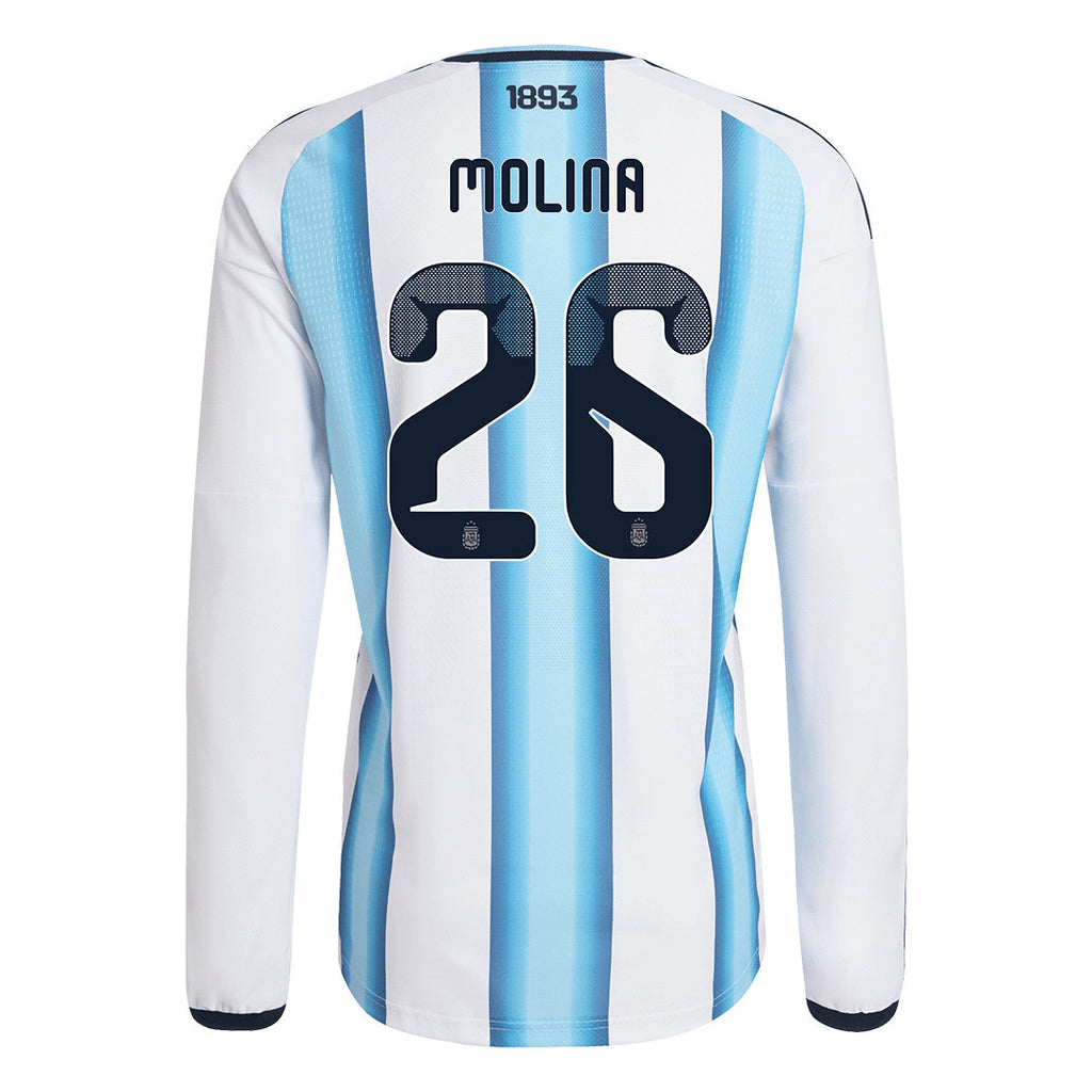 Nahuel Molina 26 Argentina 2026 Home Long Sleeve Jersey - White