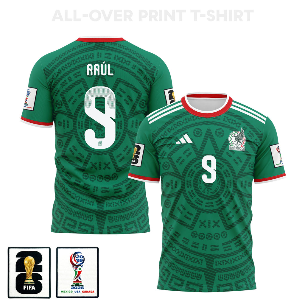 Raúl Jiménez 9 Mexico 2026 Home 3D T-Shirt Fully Printed – Unisex, Green