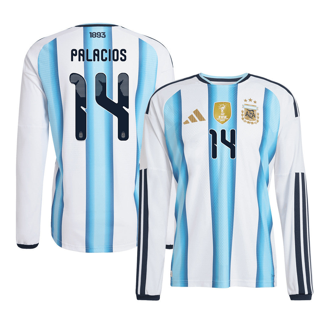 Exequiel Palacios 14 Argentina 2026 Home Long Sleeve Jersey - White