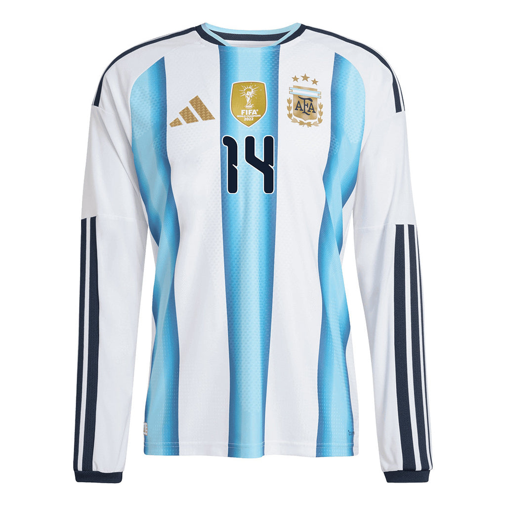 Exequiel Palacios 14 Argentina 2026 Home Long Sleeve Jersey - White