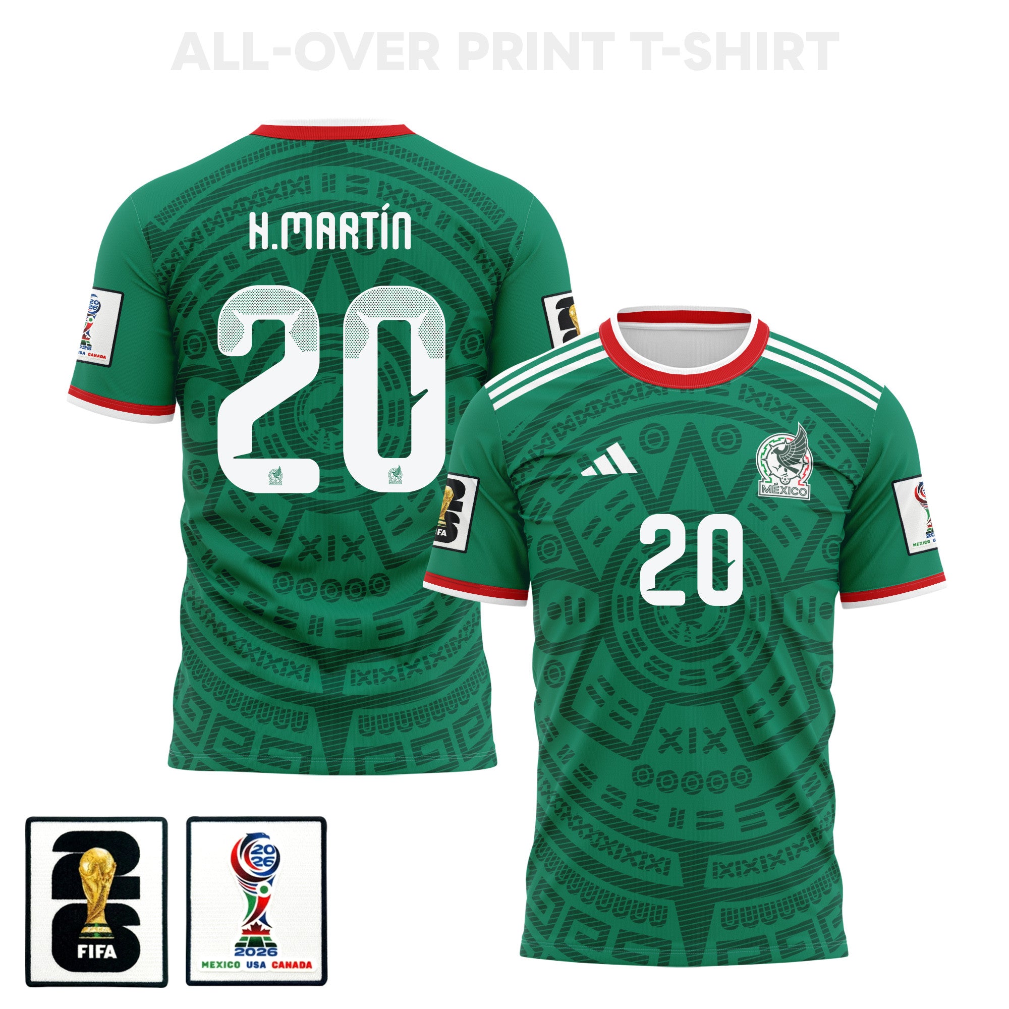 Henry Martín 20 Mexico 2026 Home 3D T-Shirt Fully Printed – Unisex, Green