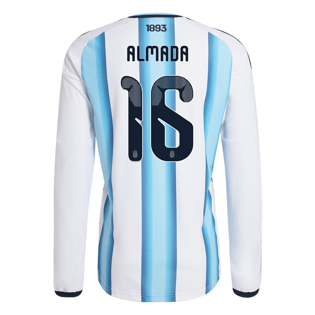 Thiago Almada 16 Argentina 2026 Home Long Sleeve Jersey - White