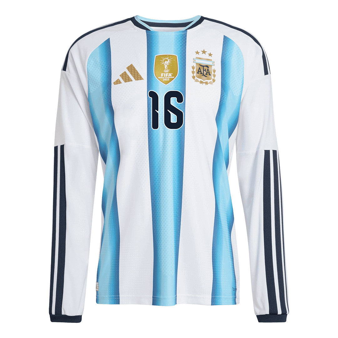 Thiago Almada 16 Argentina 2026 Home Long Sleeve Jersey - White