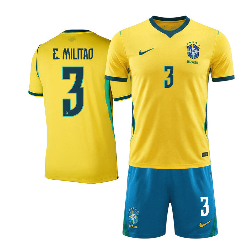 Éder Militão 3 Brazil 2026 Home Men Jersey & Shorts Set – Yellow