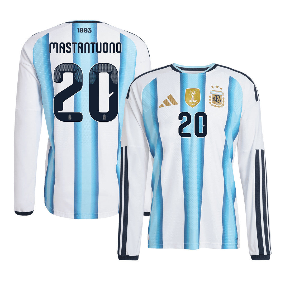 Franco Mastantuono 20 Argentina 2026 Home Long Sleeve Jersey - White