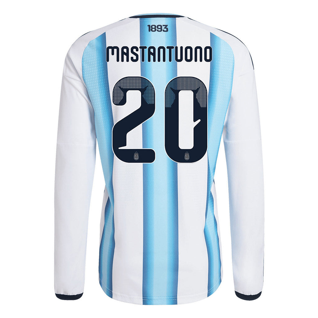 Franco Mastantuono 20 Argentina 2026 Home Long Sleeve Jersey - White