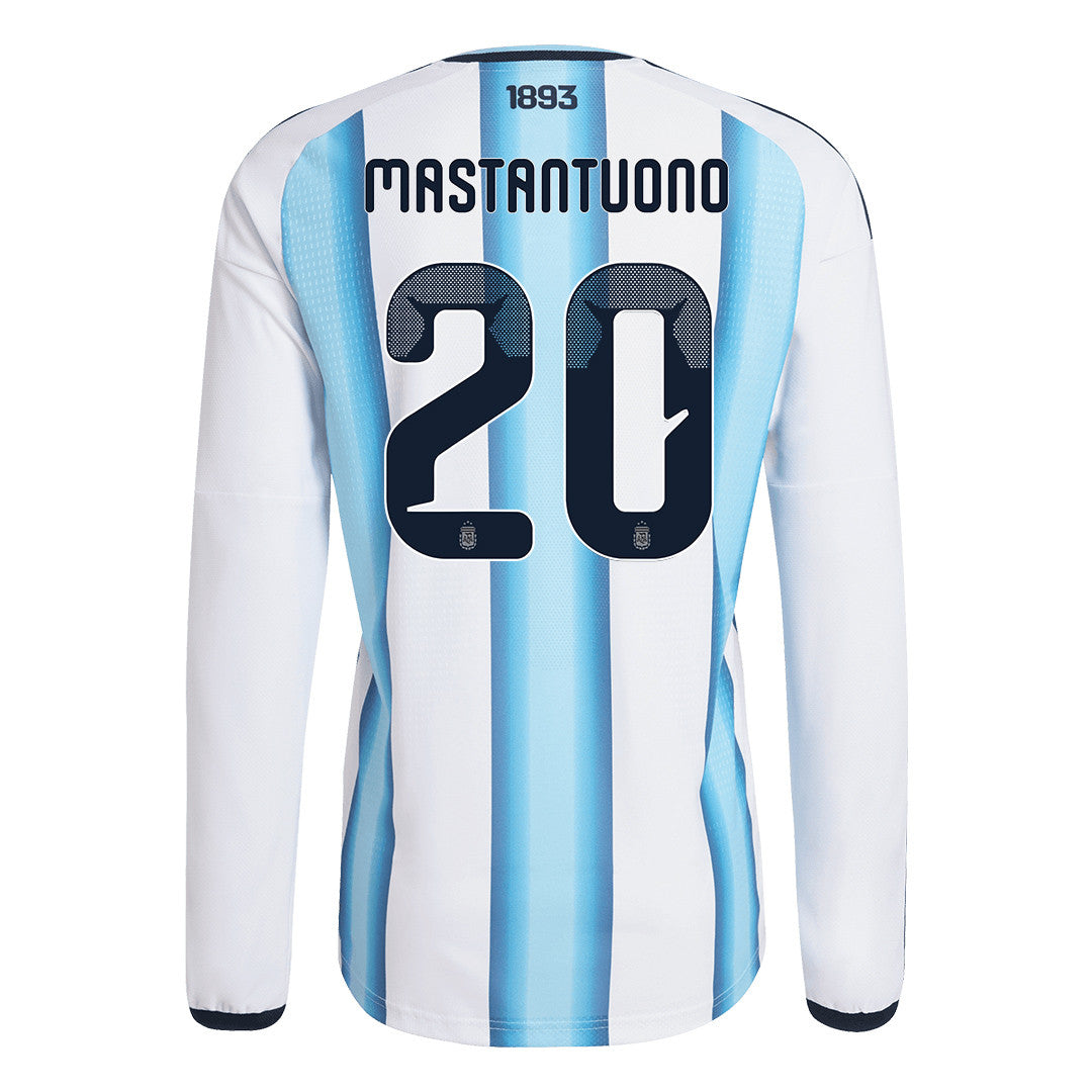 Franco Mastantuono 20 Argentina 2026 Home Long Sleeve Jersey - White