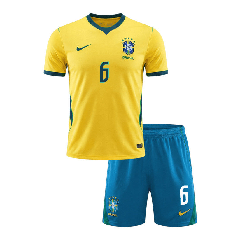 Luciano Juba 6 Brazil 2026 Home Men Jersey & Shorts Set – Yellow