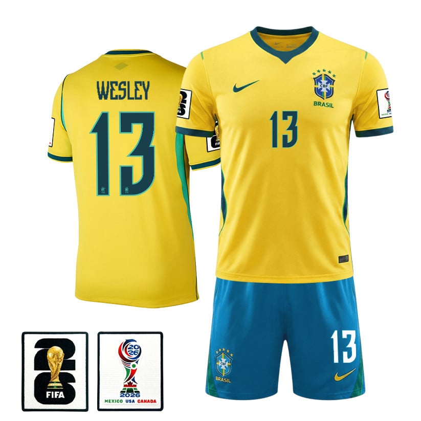 Wesley França 13 Brazil 2026 Home Men Jersey & Shorts Set – Yellow