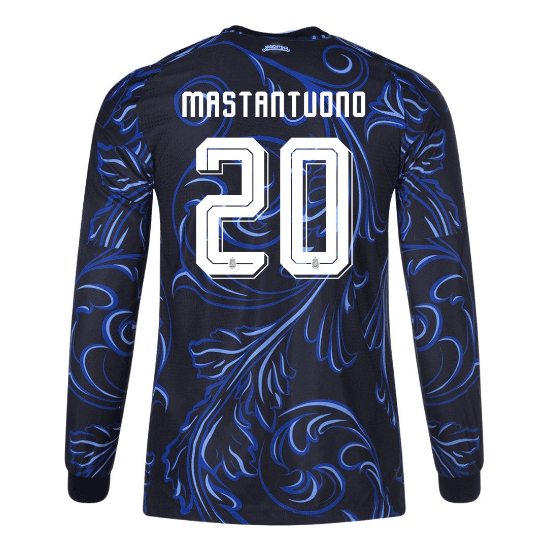 Franco Mastantuono 20 Argentina 2026 Away Long Sleeve Jersey - Black