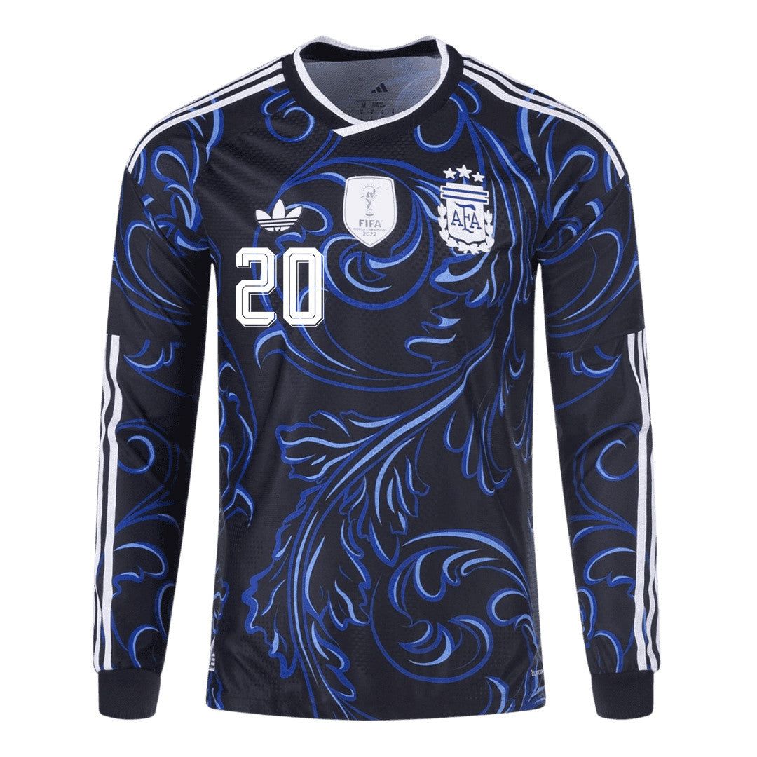 Franco Mastantuono 20 Argentina 2026 Away Long Sleeve Jersey - Black
