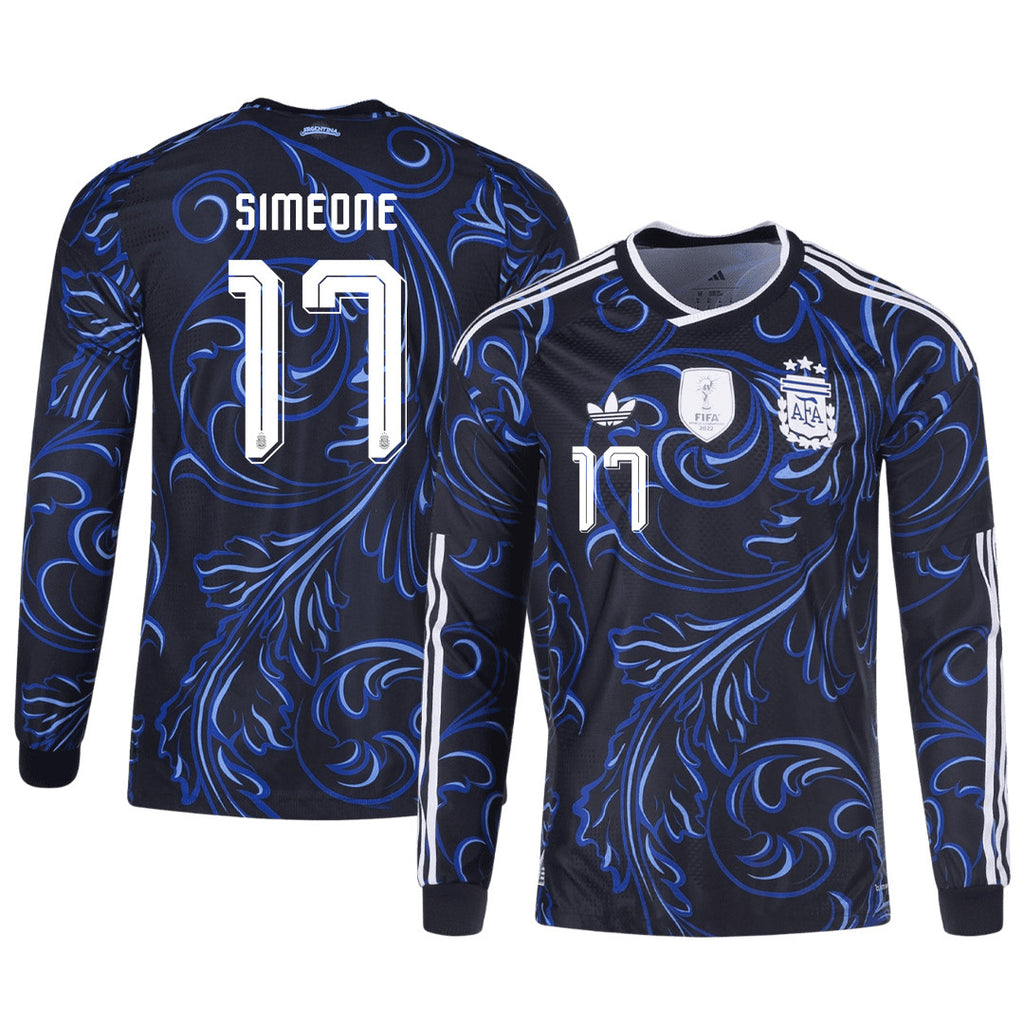 Giuliano Simeone 17 Argentina 2026 Away Long Sleeve Jersey - Black