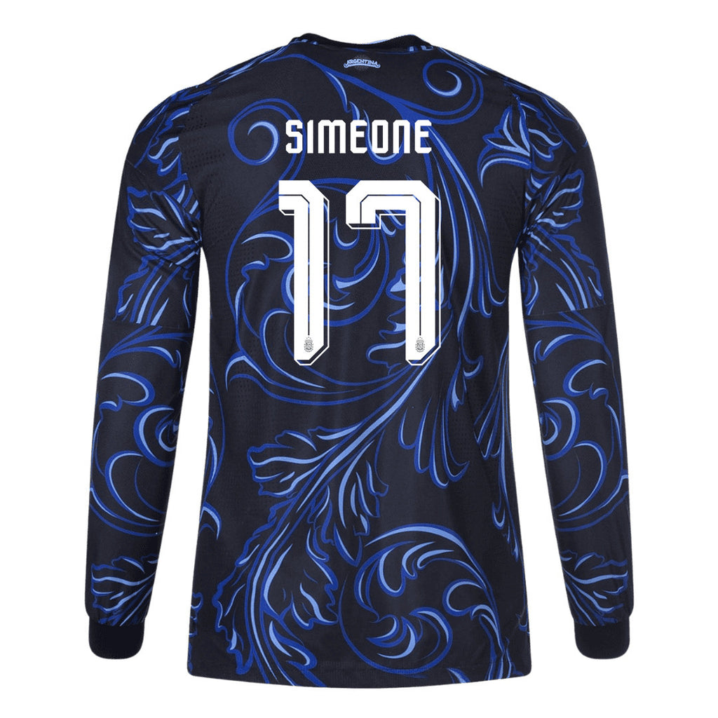 Giuliano Simeone 17 Argentina 2026 Away Long Sleeve Jersey - Black