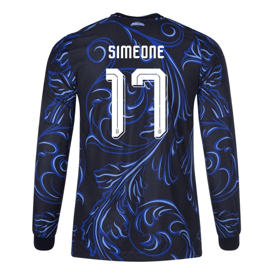 Giuliano Simeone 17 Argentina 2026 Away Long Sleeve Jersey - Black