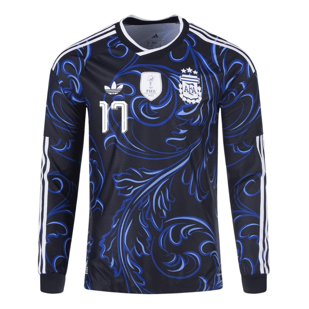 Giuliano Simeone 17 Argentina 2026 Away Long Sleeve Jersey - Black