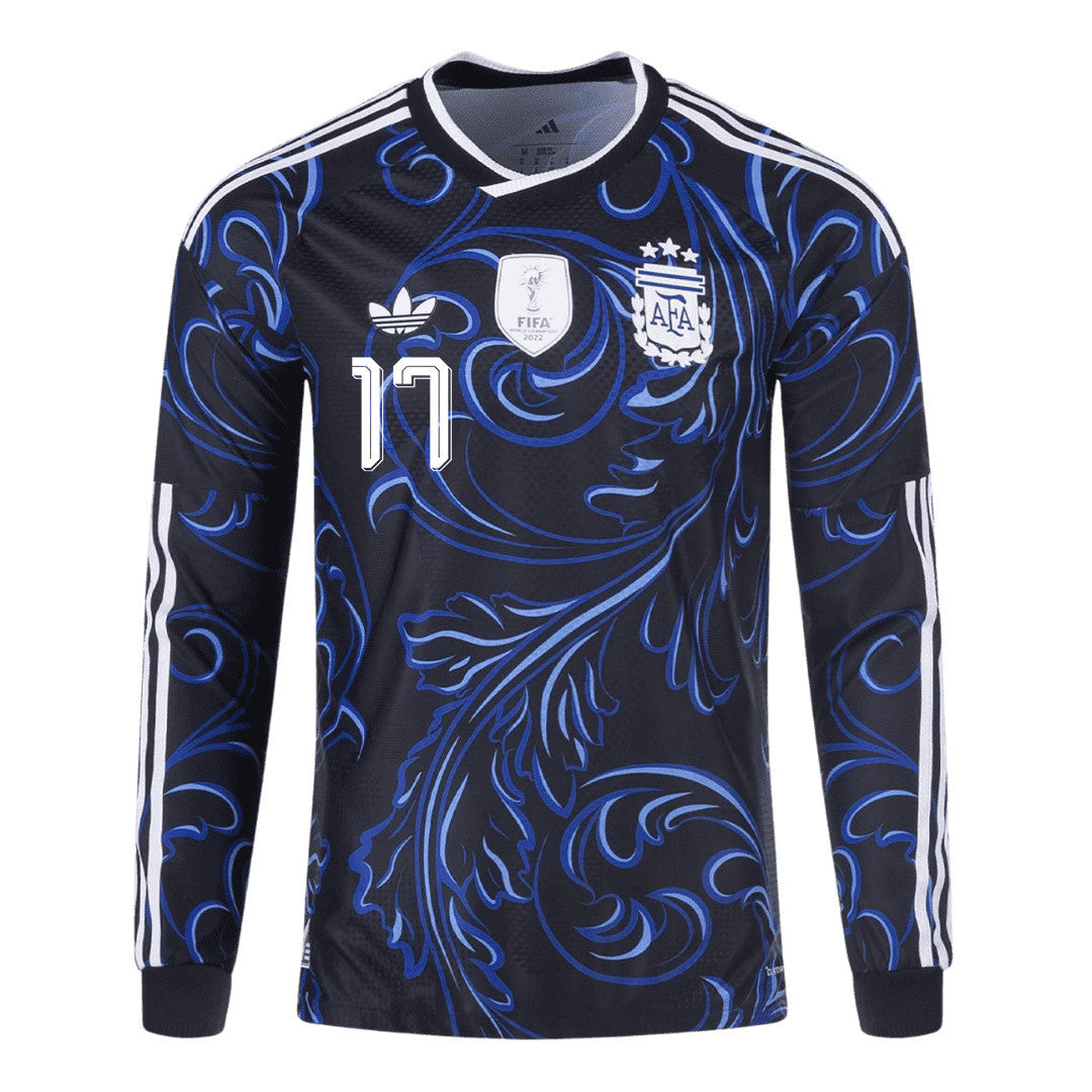 Giuliano Simeone 17 Argentina 2026 Away Long Sleeve Jersey - Black