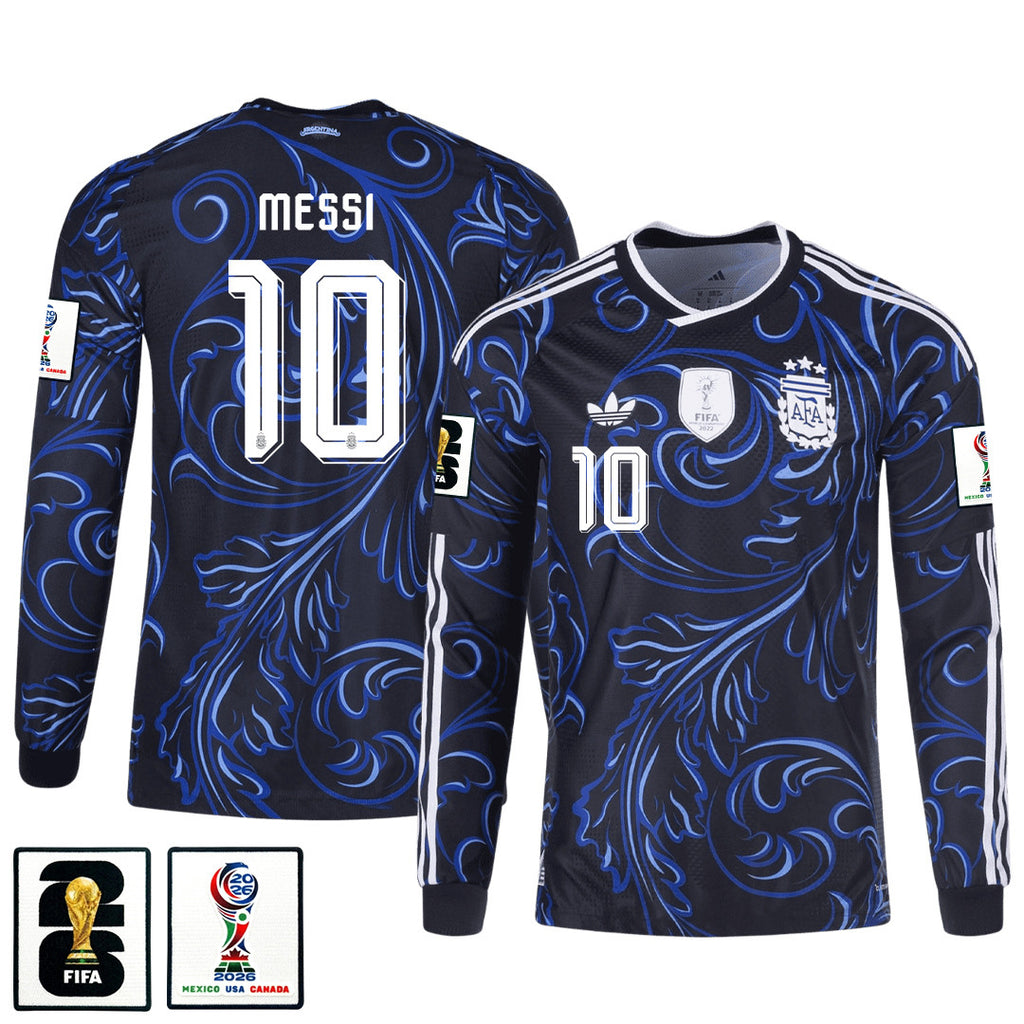 Lionel Messi 10 Argentina 2026 Away Long Sleeve Jersey - Black