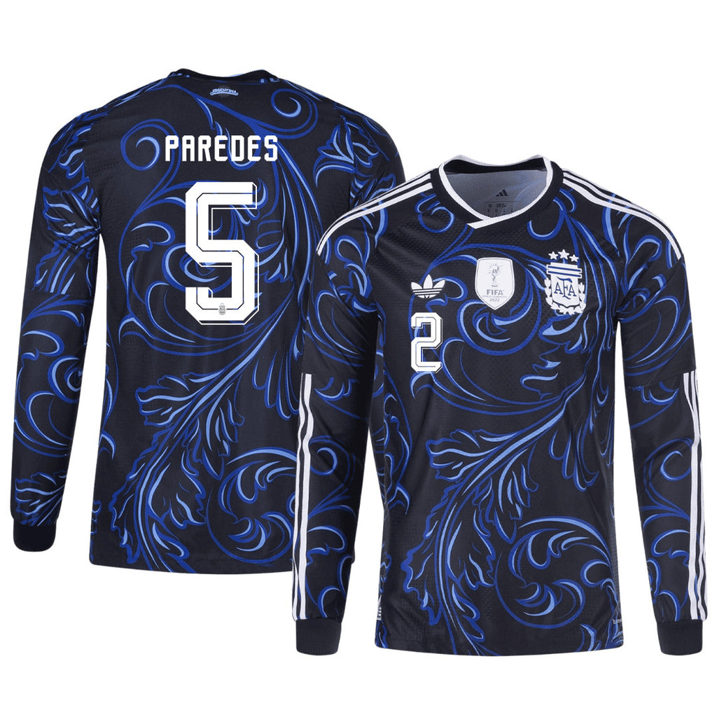 Leandro Paredes 5 Argentina 2026 Away Long Sleeve Jersey - Black
