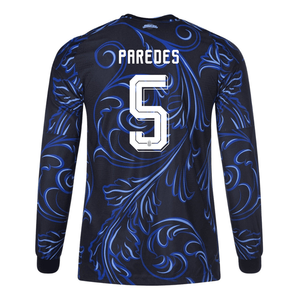Leandro Paredes 5 Argentina 2026 Away Long Sleeve Jersey - Black