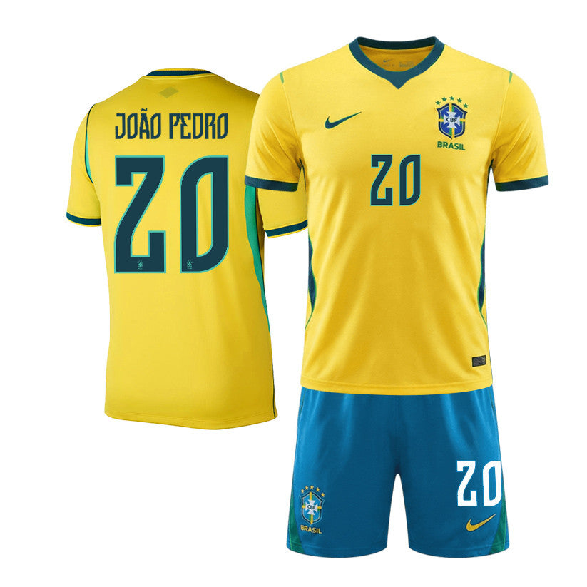 João Pedro 20 Brazil 2026 Home Men Jersey & Shorts Set – Yellow