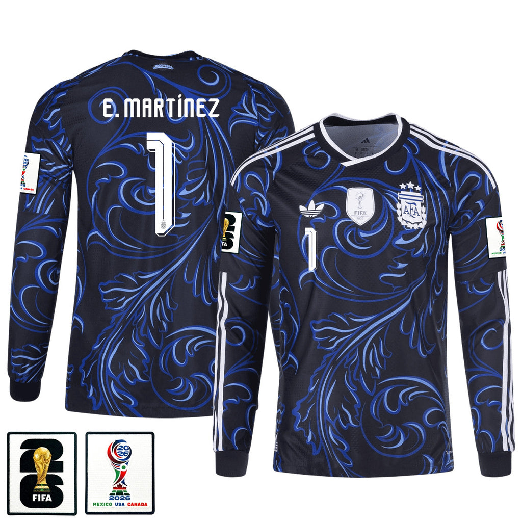 Emiliano Martínez 1 Argentina 2026 Away Long Sleeve Jersey - Black
