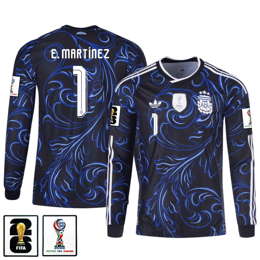 Emiliano Martínez 1 Argentina 2026 Away Long Sleeve Jersey - Black
