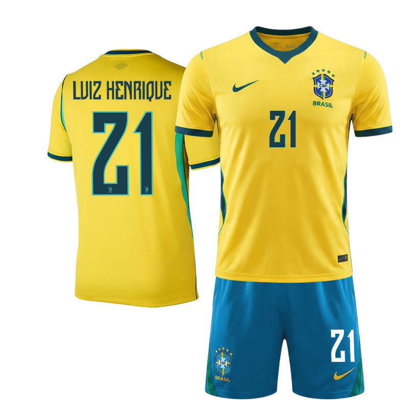 Luiz Henrique 21 Brazil 2026 Home Men Jersey & Shorts Set – Yellow