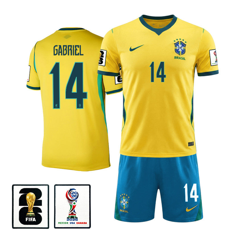 Gabriel Magalhães 14 Brazil 2026 Home Men Jersey & Shorts Set – Yellow